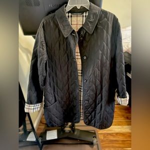 Authentic Black Burberry Quilted Jacket, Size XL!